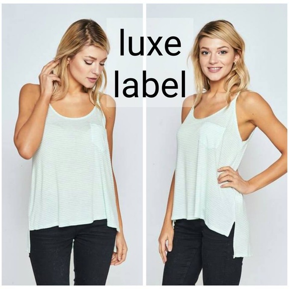 SOFT STRIPED POCKET TANK - mint - Picture 3 of 8